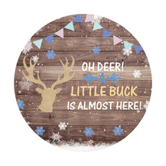 Aperturee - Little Buck Almost Here Round Baby Shower Backdrop