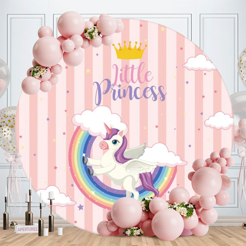 Aperturee - Little Princess Round Pink Birthday Backdrop