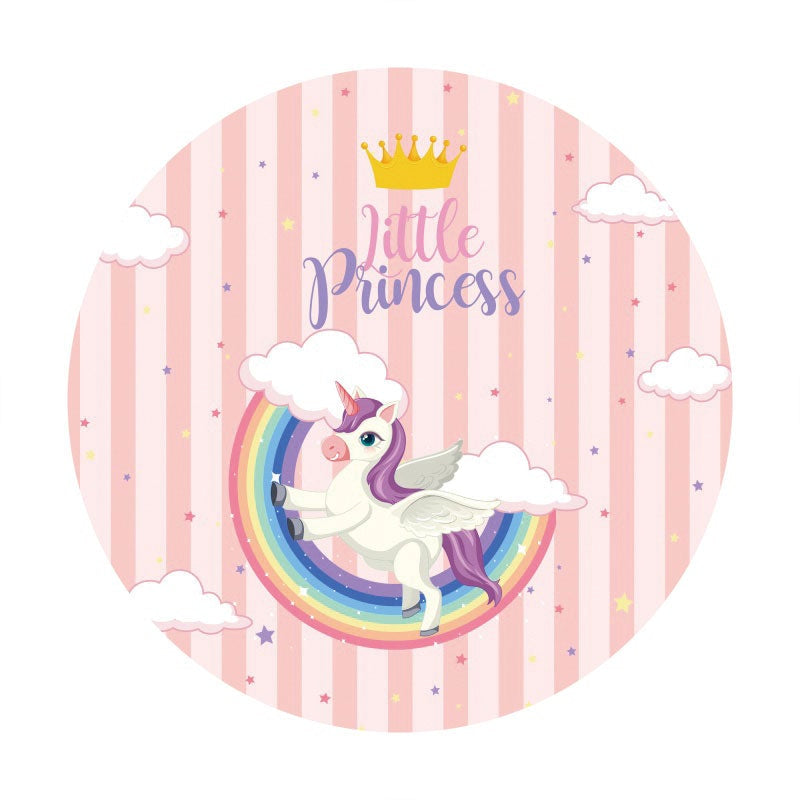 Aperturee - Little Princess Round Pink Birthday Backdrop