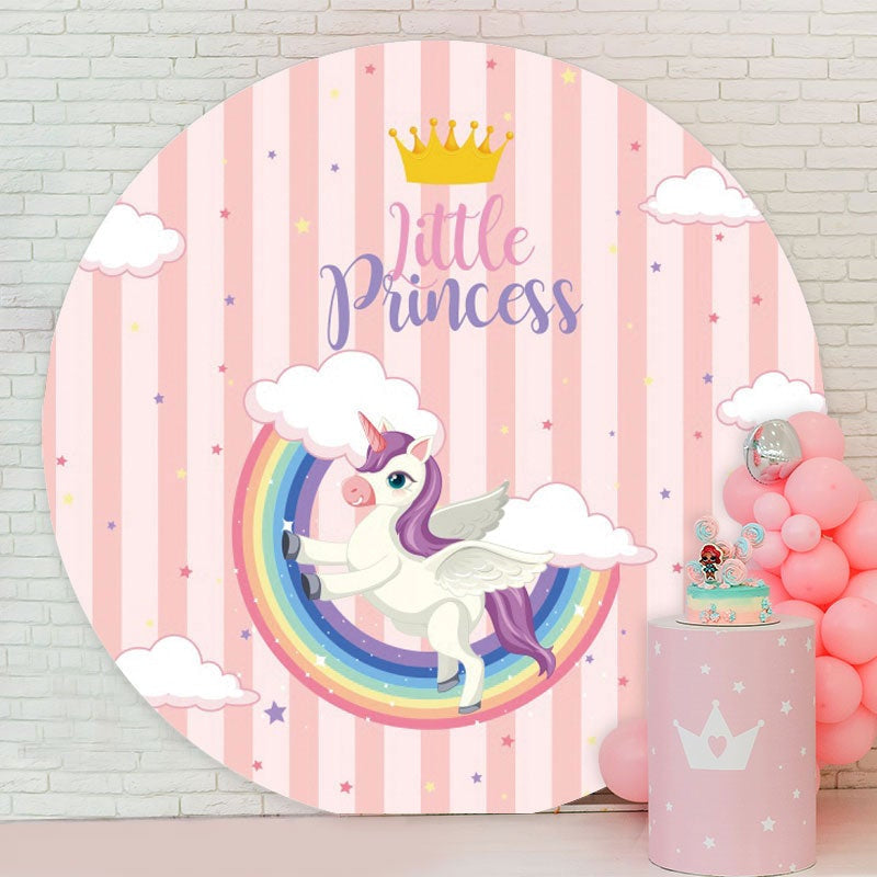Aperturee - Little Princess Round Pink Birthday Backdrop