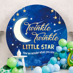 Aperturee - Little Star Round Blue Baby Shower Backdrops