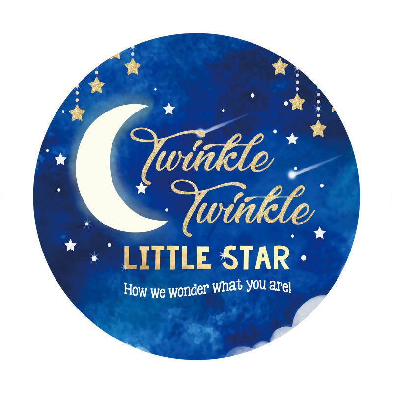 Aperturee - Little Star Round Blue Baby Shower Backdrops