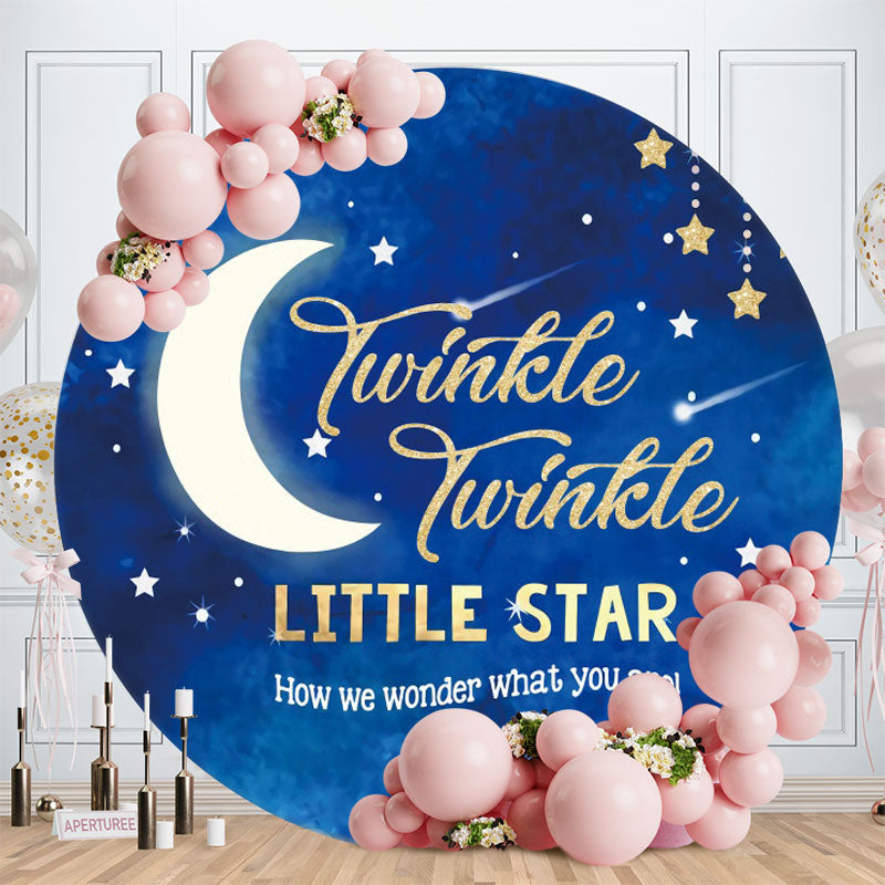 Aperturee - Little Star Round Blue Baby Shower Backdrops