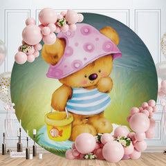 Aperturee - Little Teddy Bear Round Baby Shower Backdrop