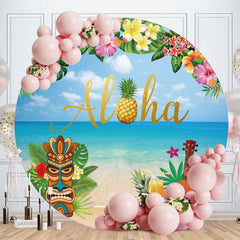 Aperturee - Lovely Floral Hawiian Holiday Round Backdrop