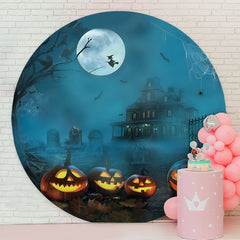 Aperturee - Moon Pumpkin Happy Halloween Circle Backdrop