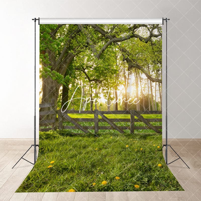 Aperturee - Morning Warm Sunlight Grassland Spring Photo Backdrop