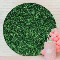 Aperturee - Nature Green Leaves Round Birthday Party Backdrop