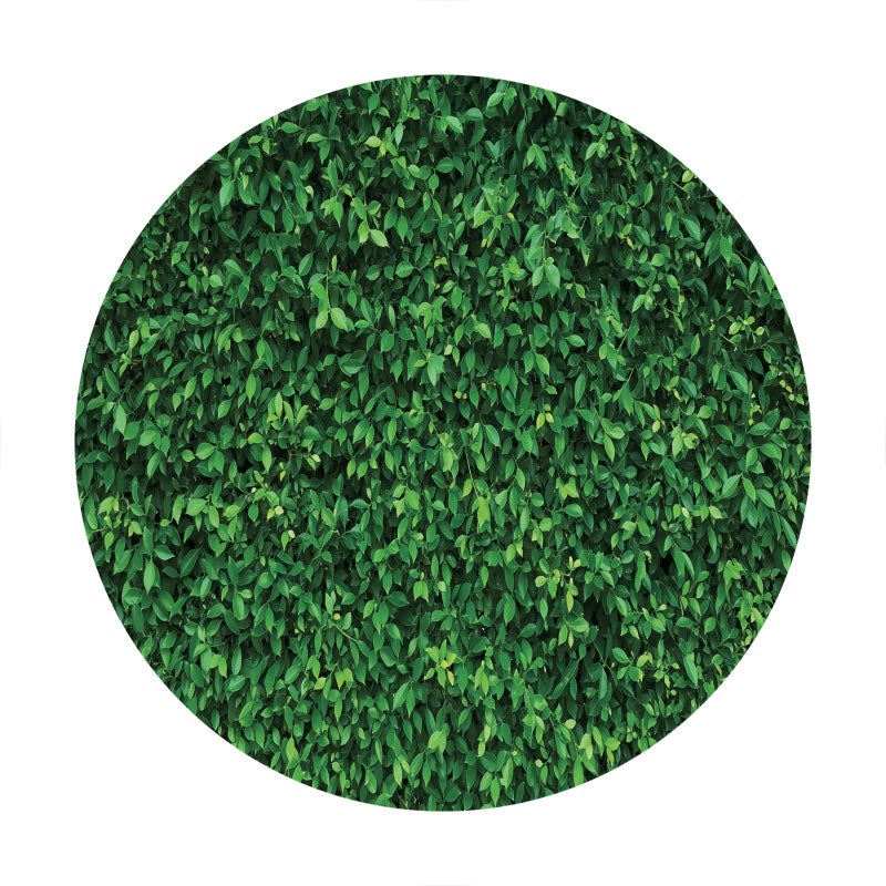 Aperturee - Nature Green Leaves Round Birthday Party Backdrop