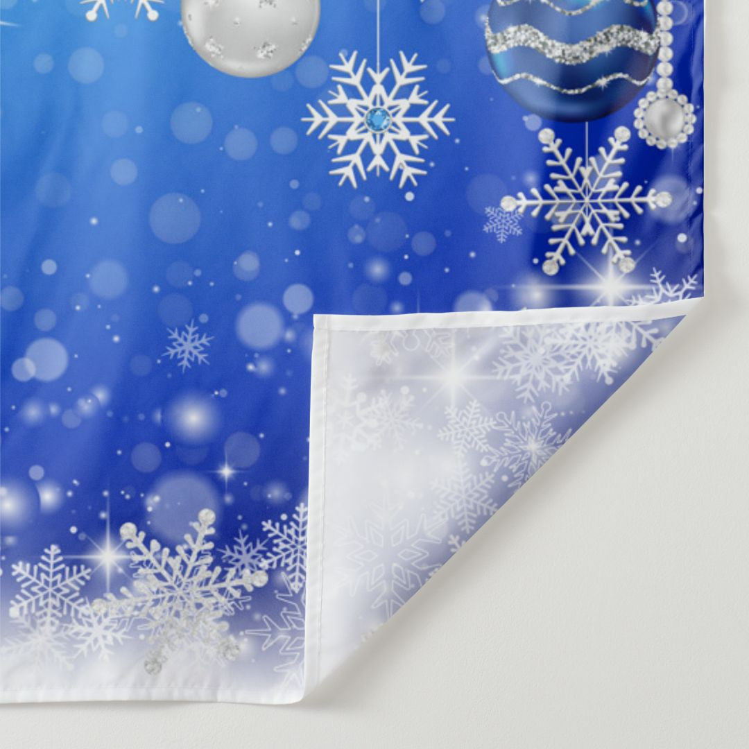 Aperturee - Navy Blue Diamond Pearl Balls Snow Winter Backdrop