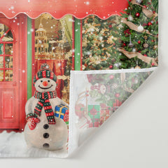 Aperturee - Nutcracker Snowman Christmas Shop Winter Backdrop