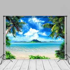 Aperturee - Ocean Scene Palm Trees Seaside Summer Photo Backdrop