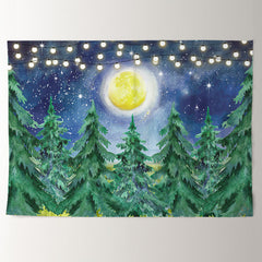 Aperturee - Painting Forest Moon Night Light Winter Backdrop