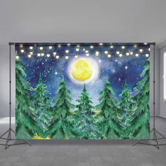 Aperturee - Painting Forest Moon Night Light Winter Backdrop