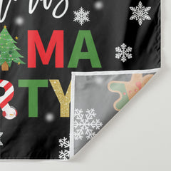 Aperturee - Pajama Party Snowflake Black Christmas Backdrop