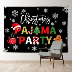 Aperturee - Pajama Party Snowflake Black Christmas Backdrop