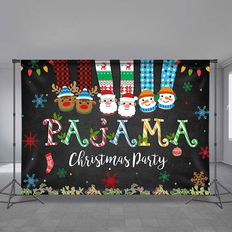 Aperturee - Pajama Santa Deer Snowman Color Christmas Backdrop