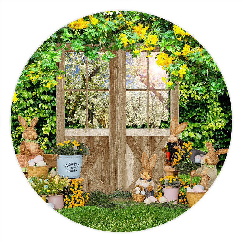Aperturee - Peter Rabbit Floral Garden Easter Round Backdrop