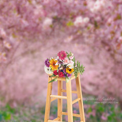 Aperturee - Pink Blossom Sakura Flower Tree Spring Photo Backdrop