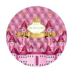 Aperturee - Pink Castle Princess Round Baby Shower Backdrop