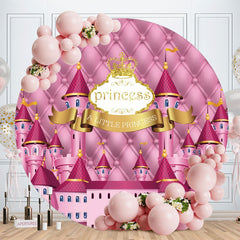 Aperturee - Pink Castle Princess Round Baby Shower Backdrop