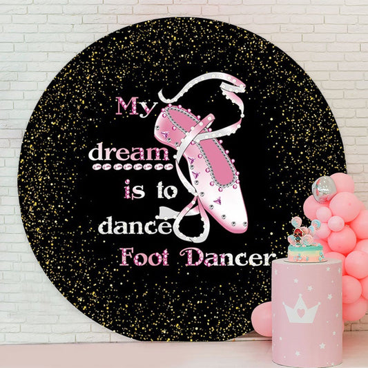 Aperturee - Pink Dancing Shoes Round Glitter Birthday Backdrop
