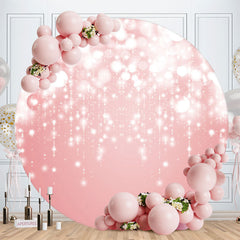 Aperturee - Pink Glitter Bokeh Round Birthday Party Backdrop