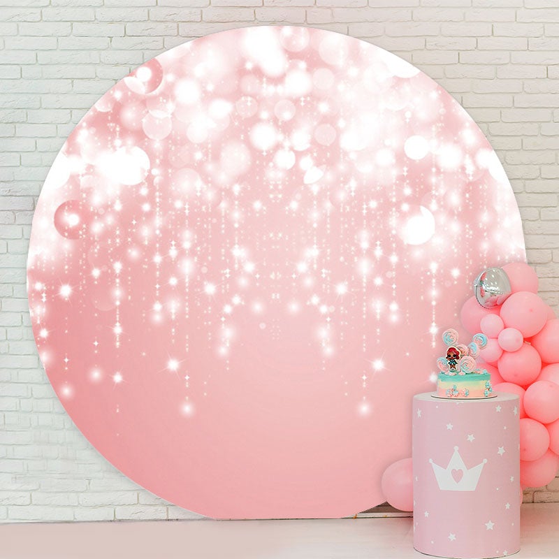 Aperturee - Pink Glitter Bokeh Round Birthday Party Backdrop