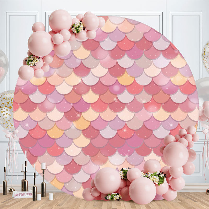 Aperturee - Pink Glitter Round Girls Birthday Party Backdrop