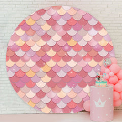 Aperturee - Pink Glitter Round Girls Birthday Party Backdrop