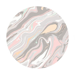 Aperturee - Pink Grey Abstract Line Round Birthday Backdrop