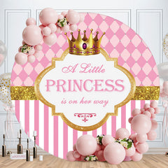 Aperturee - Pink Little Princess Round Baby Shower Backdrop