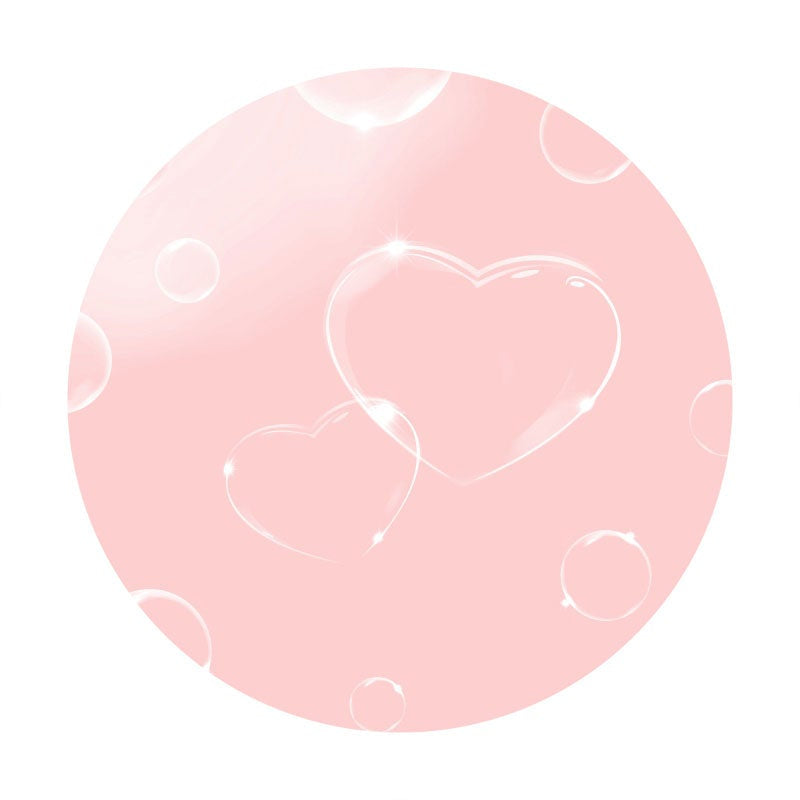 Aperturee - Pink Love Ballon Round Birthday Party Backdrop
