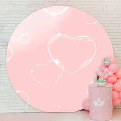 Aperturee - Pink Love Ballon Round Birthday Party Backdrop