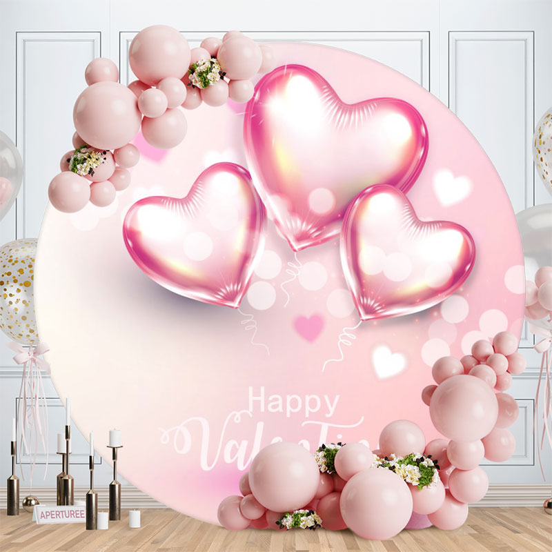 Aperturee - Pink Love Ballon Round Valentines Bokeh Backdrop