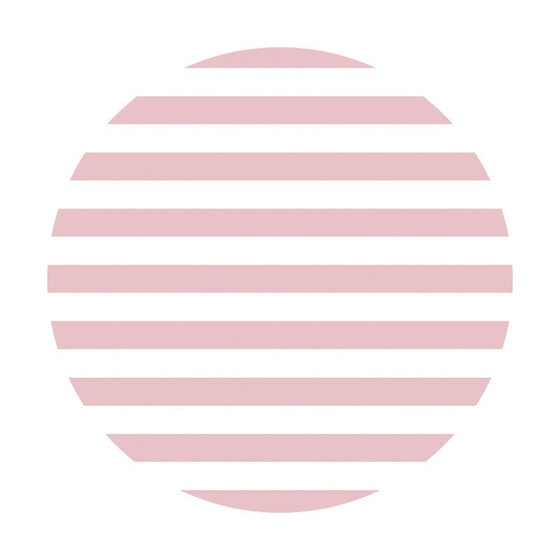 Aperturee - Pink White Stripe Round Happy Birthday Backdrop