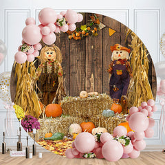 Aperturee - Pumpkin Autumn Halloween Round Holiday Backdrop