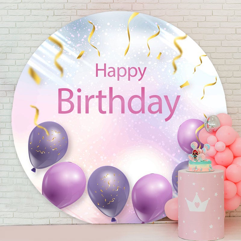 Aperturee - Purple Ballons Round Birthday Bokeh Backdrop