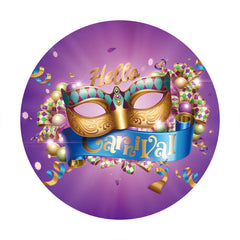 Aperturee - Purple Blue Round Masquerade Birthday Backdrop