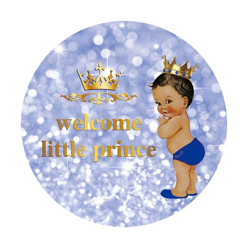 Aperturee - Purple Bokeh Round Little Prince Baby Shower Backdrop