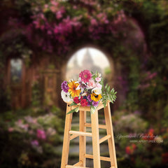 Aperturee - Purple Floral Castle Wonderland Spring Backdrop