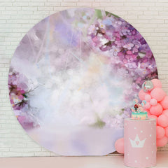 Aperturee - Purple Floral Round Bokeh Birthday Backdrops