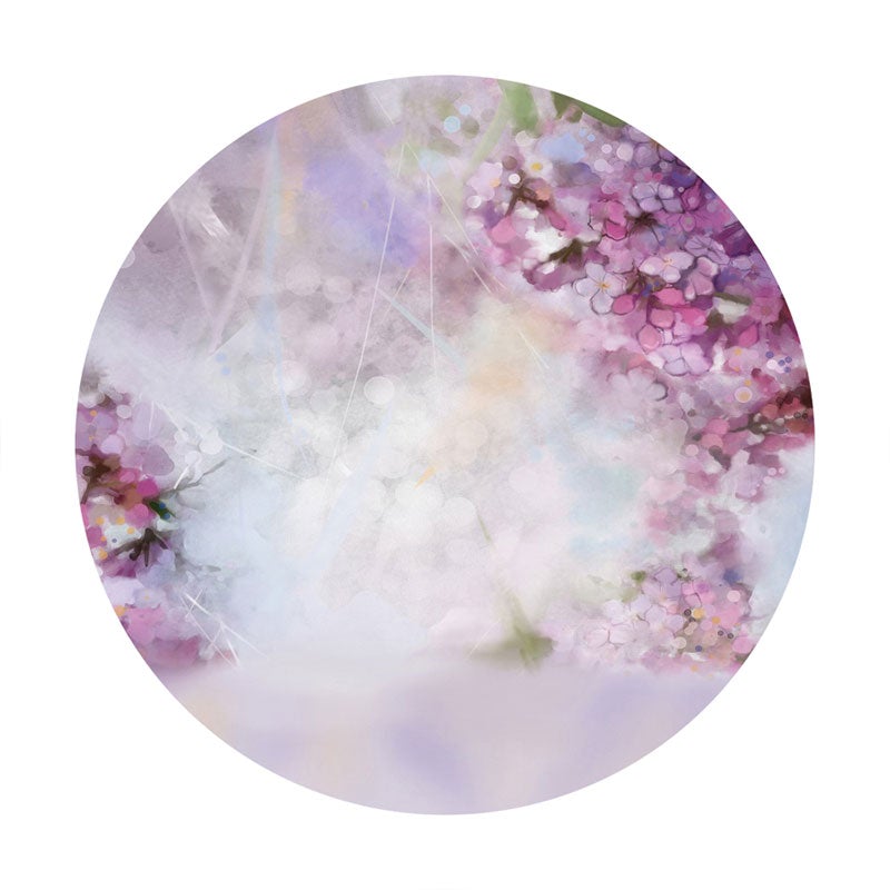 Aperturee - Purple Floral Round Bokeh Birthday Backdrops