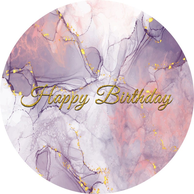 Aperturee - Purple Marble Texture Round Birthday Backdrop