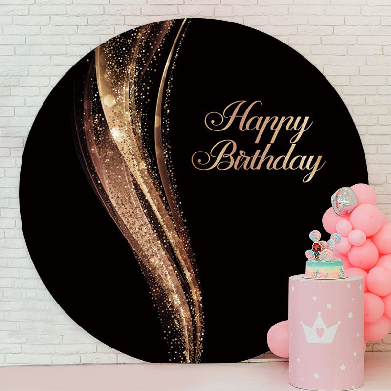 Aperturee - Rose Gold Glitter Round Black Birthday Backdrop