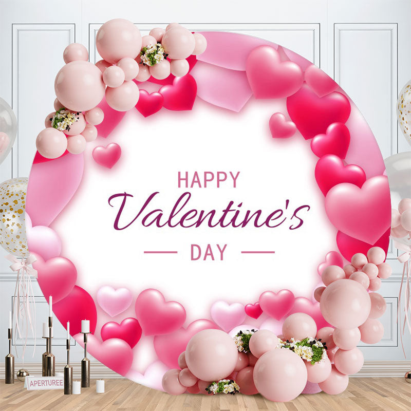 Aperturee - Rose Pink Love Pattern Round Valentines Backdrop
