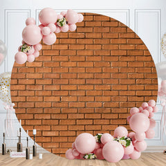 Aperturee - Round Brown Brick Wall Happy Birthday Backdrop