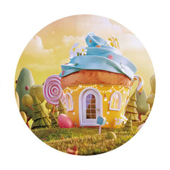Aperturee - Round Sweet Cake House Happy Birthday Backdrop