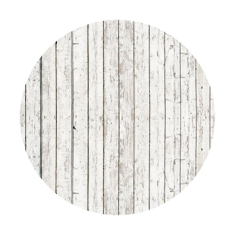 Aperturee - Round White Wooden Theme Happy Birthday Backdrop