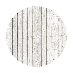 Aperturee - Round White Wooden Theme Happy Birthday Backdrop